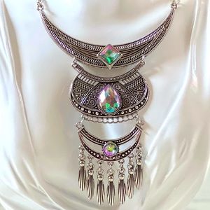Tribal Layered Pendant Statement Necklace